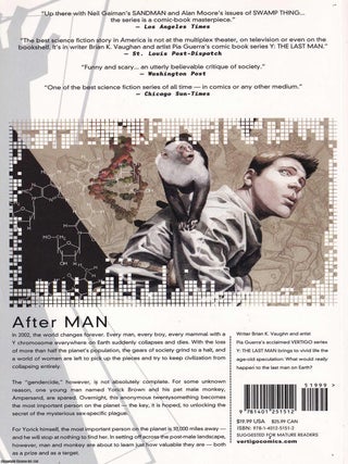 The Last Man. Book One. Written by Brian K. Vaughan, Drawn by Pia Guerra.