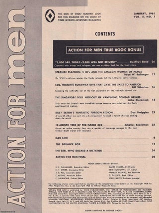 Action for Men Magazine, Vol 5, #1, Jan 1961 : 5 GI's and the Amazon Women of Paua, Conrad Grimes, Billy Eaton's Fantastic Foreign Legion, and lots more. See pictures for full content details.
