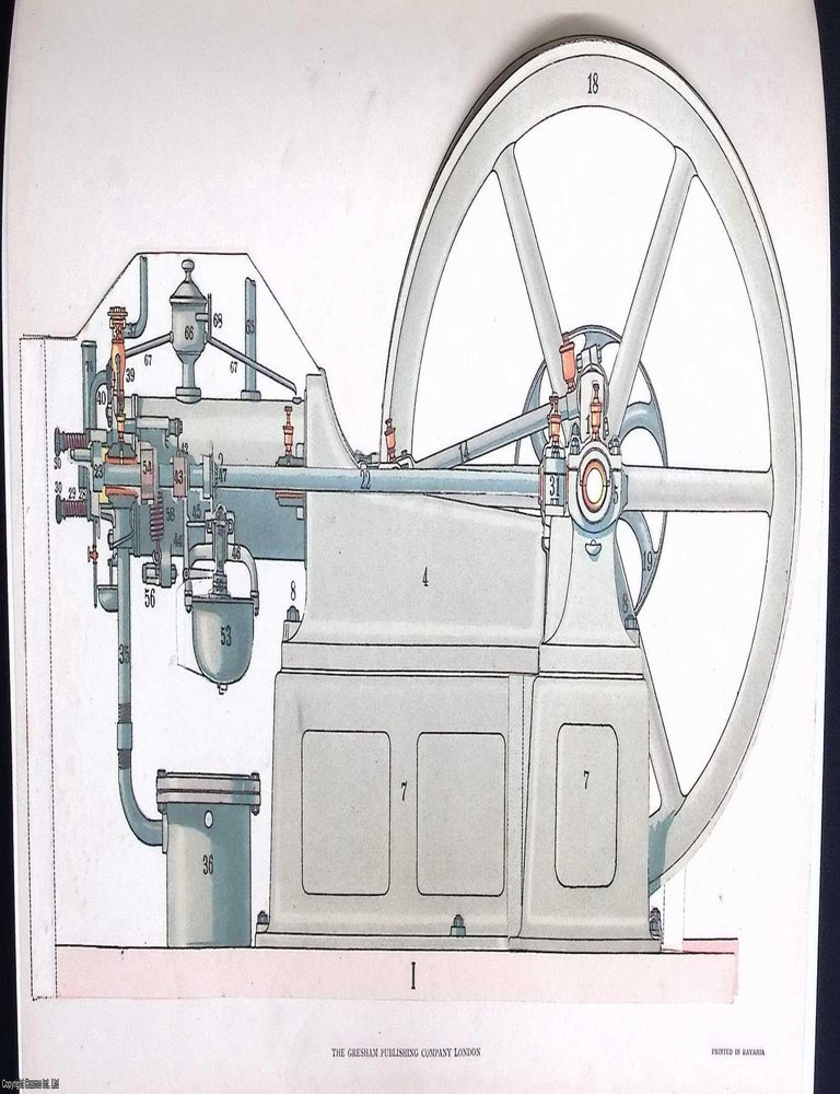 Item #374762 Gas and Oil Engines, 1908, with 3 Colour Sectional Diagrams showing; the Otto Gas...