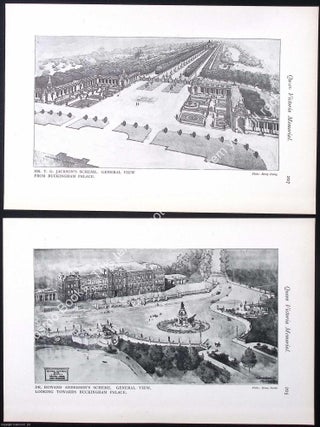 The Queen Victoria Memorial : 2 large folding plates, accompanying text, and other illustrations. Taken from The Architectural Review.