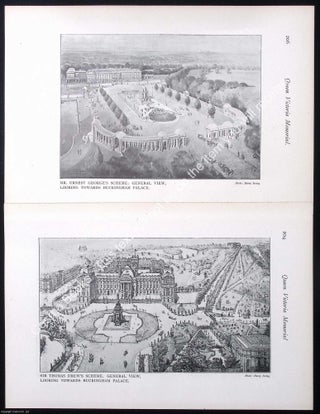 The Queen Victoria Memorial : 2 large folding plates, accompanying text, and other illustrations. Taken from The Architectural Review.