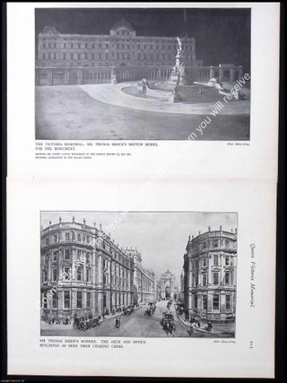 The Queen Victoria Memorial : 2 large folding plates, accompanying text, and other illustrations. Taken from The Architectural Review.