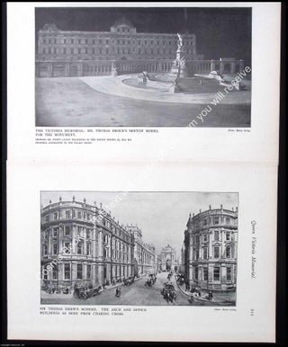 The Queen Victoria Memorial : 2 large folding plates, accompanying text, and other illustrations. Taken from The Architectural Review.