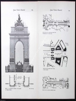 The Queen Victoria Memorial : 2 large folding plates, accompanying text, and other illustrations. Taken from The Architectural Review.