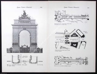 The Queen Victoria Memorial : 2 large folding plates, accompanying text, and other illustrations. Taken from The Architectural Review.