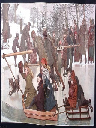 A Merry-Go-Round on the Ice. From a Picture by Robert Barnes, R.W.S. An original colour print. COLOUR LITHOGRAPH.