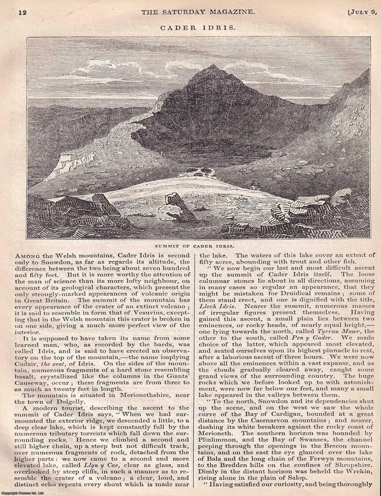 Item #374873 Cader Idris, Merionethshire. A rare original article, illustrated with 1 half page...