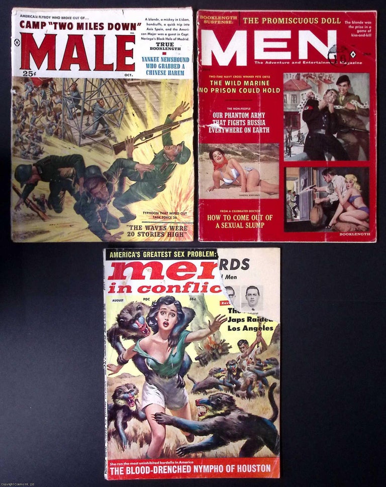 Item #374965 Pulp Magazines : Men in Conflict; Male; & Men. 3 monthly mixed title issues of...