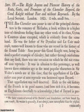 Memoirs of Bayard the Good Knight. An article printed in 1825, written by Robert Southey : 42 pages. THE CHEVALIER BAYARD: A. LIFE.
