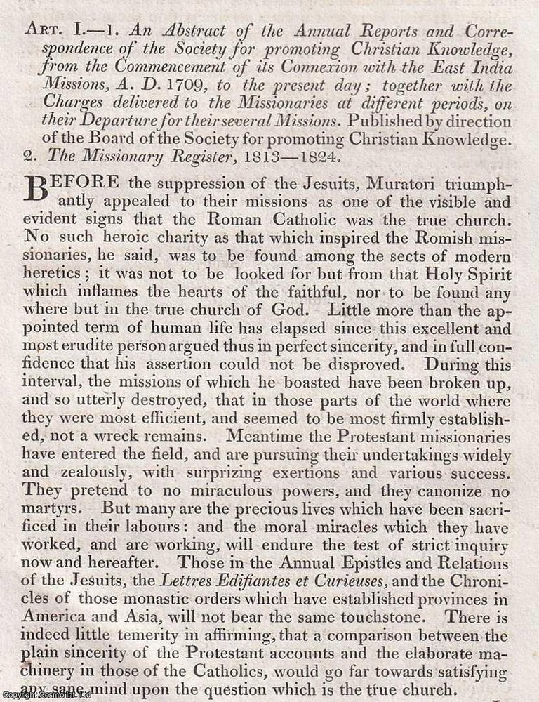 Item #374984 East India Missions from Their Beginnings in 1709 to the 1820s; with Church of England Missions Annual Reports. A survey written by Robert Southey, printed in 1825 : 44 pages. FOUNDATIONS OF ANGLICAN MISSION IN EARLY MODERN INDIA.
