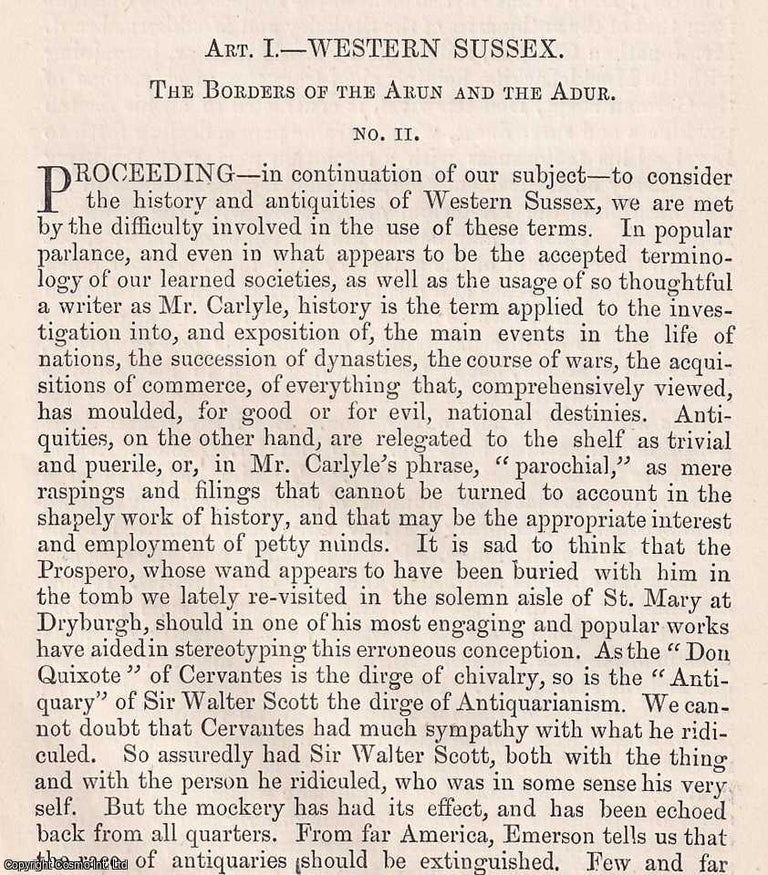 Item #374987 Western Sussex; The Borders of the Arun and the Adur. An article printed in 1881,...