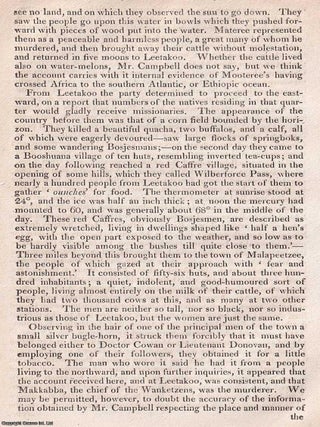 Missionary Travels in South Africa, by John Campbell. An article printed in 1815, written by John Barrow : 32 pages.