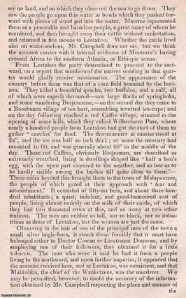 Missionary Travels in South Africa, by John Campbell. An article printed in 1815, written by John Barrow : 32 pages.