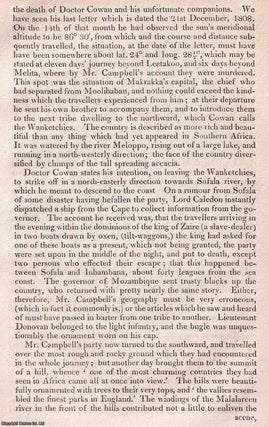 Missionary Travels in South Africa, by John Campbell. An article printed in 1815, written by John Barrow : 32 pages.
