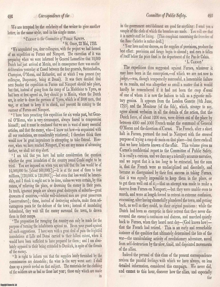 Item #375013 Correspondence of the Committee of Public Safety : A 19th century window into revolutionary anxieties and political intrigue, revealing how letters shaped the drama of France&rsquo;s most turbulent years. An article printed in 1841, written by John Wilson Croker : 19 pages. THE LETTERS THAT EXPOSED THE MACHINERY OF TERROR.