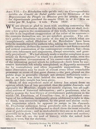 Correspondence of the Committee of Public Safety : A 19th century window into revolutionary anxieties and political intrigue, revealing how letters shaped the drama of France&rsquo;s most turbulent years. An article printed in 1841, written by John Wilson Croker : 19 pages.