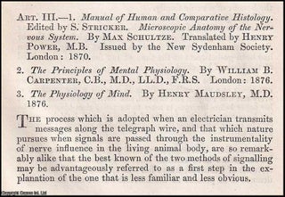 Mental Physiology : A scientific exploration of mind and body, revealing how Victorian thinkers linked thought, sensation, and the machinery of the brain. An article printed in 1879, written by R.J. Mann : 25 pages.