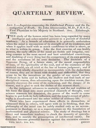 Connexion of Intellectual Operations with Organic Action; Abercrombie on Dreams : A Victorian. CONSCIOUSNESS DREAMS, THE ORGANIC.