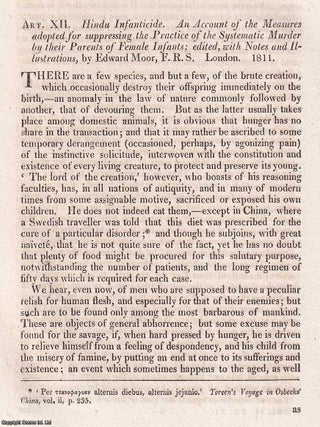 Moor&rsquo;s Hindu Infanticide : A stark early 19th century examination, detailing the measures. THE PRACTICE OF FEMALE INFANTICIDE.