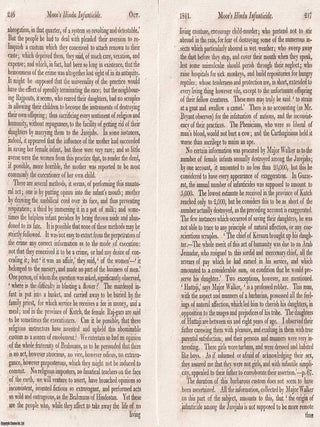Moor&rsquo;s Hindu Infanticide : A stark early 19th century examination, detailing the measures taken to end ritualised female infanticide in parts of India. An article printed in 1811, written by John Barrow : 11 pages.