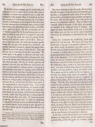 Inquiry into the Poor Laws : A Victorian proposal for improving the condition of the poor, summarising Colquhoun&rsquo;s influential ideas on relief, labour, and social order. An article printed in 1812, written by Robert Southey : 37 pages.