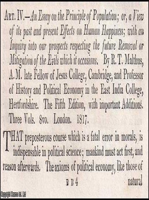 Malthus on Population : A contemporary appraisal of Malthus&rsquo;s controversial theory, outlining. POPULATION GROWTH, CONTROVERSIES.