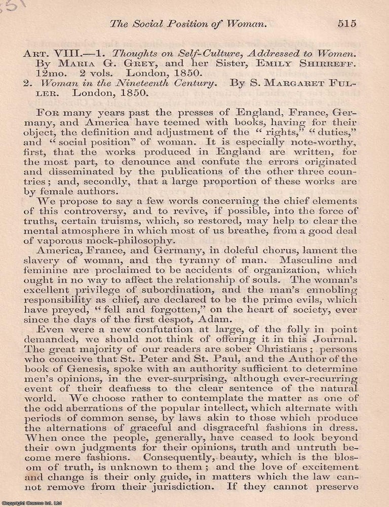 The Social Position of Woman : a Victorian reflection on rights ...