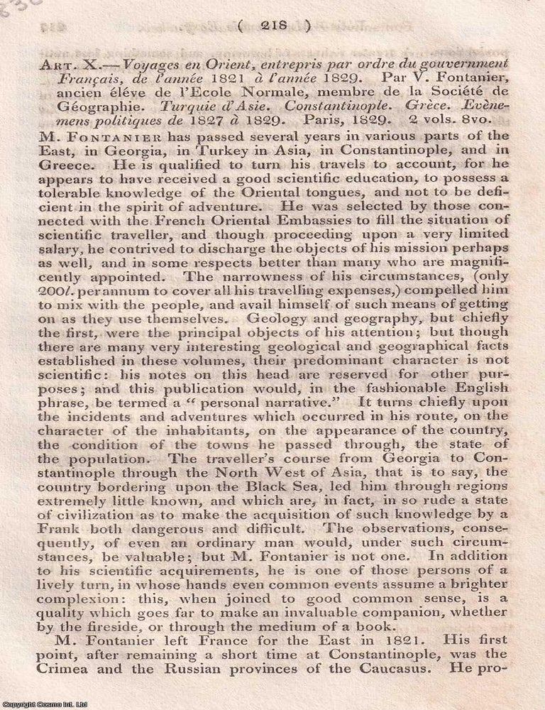 Item #375051 Travels in Asiatic Turkey : a journey through landscapes, cultures, and political tensions of the Near East. An article printed in 1830, written by Henry Southern : 24 pages. PEOPLES LANDSCAPES, POLITICAL TENSIONS OF THE NEAR EAST.