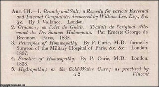 Brandy and Salt in Homeopathy and Hydropathy. An article printed in 1842, written by Benjamin C. Brodie : 23 pages.