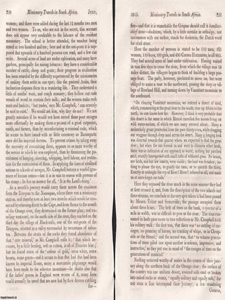 Missionary Travels in South Africa, by John Campbell, Minister of Kingsland Chapel. An article printed in 1815, written by John Barrow : 32 pages.
