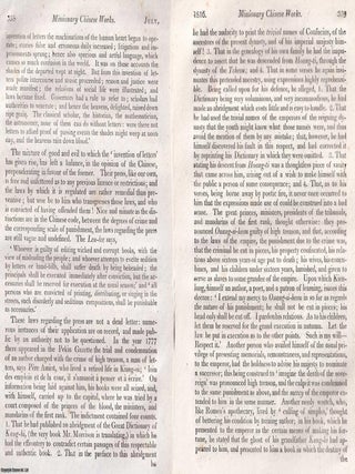 Missionary Chinese Works; Baptist Mission publications including Chinese Dictionary and Grammar. An article printed in 1816, written by John Barrow : 27 pages.