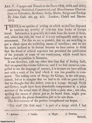 Galt's Voyages and Travels; observations on Gibraltar, Sardinia, Sicily, & Malta. An. OBSERVATIONS FROM MEDITERRANEAN TRAVELS IN.
