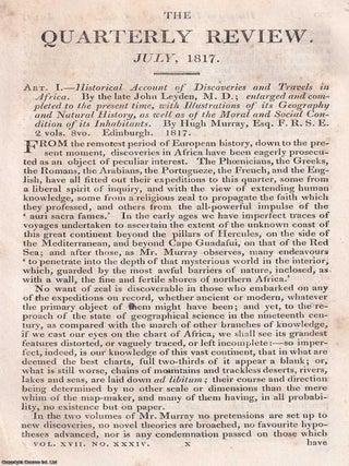 History of Discoveries in Africa, by the late John Leyden. Its Geography and Natural History, as. A SURVEY OF AFRICAN DISCOVERY.