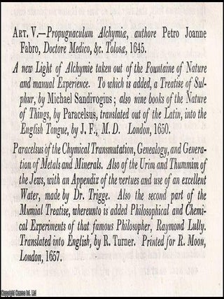 Alchymy; its history, characteristic peculiarities and principles. An article printed in 1826, A STUDY OF ALCHEMY.