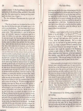History of Barbadoes. West Indies Slavery. Excerpts from a seventeenth century account. An article printed in 1826, written by an unnamed Retrospective Review contributor : 30 pages.