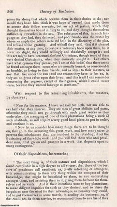 History of Barbadoes. West Indies Slavery. Excerpts from a seventeenth century account. An article printed in 1826, written by an unnamed Retrospective Review contributor : 30 pages.