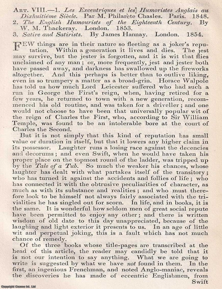 Item #375101 Samuel Foote; 18th century actor comedian, whose body lies in the cloisters of Westminster Abbey. A biographical sketch. An article printed in 1854, written by John Forster : 65 pages. SCANDAL SAMUEL FOOTE : WIT, THE LIFE OF AN EIGHTEENTH CENTURY COMEDIAN.