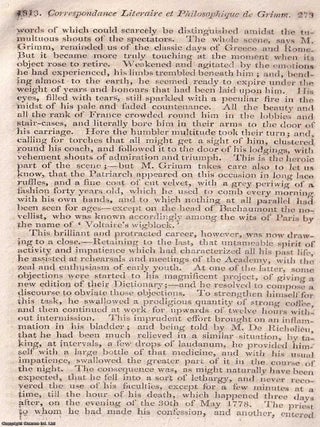 Correspondance, Literaire, et Philosophique De Grimm ; covering the period 1770 to 1782. An article printed in 1813, written by Francis Jeffrey : 36 pages.