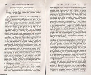 Robert Monteith's Theatre of Mortality; Funeral Inscriptions made in Scotland. An article printed in 1826, written by a Retrospective Review contributor : 17 pages.