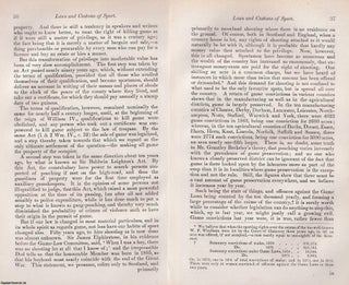 Laws and Customs of Sport : Game, Trespass, and the Changing Landscape of Field Pursuits. An article printed in 1873, written by J. A. Hardcastle. 26 pages.