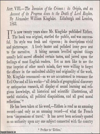 Kinglake's Invasion of the Crimea : Style, Strategy, and the Shadow of Lord Raglan. An. KINGLAKE'S VIVID NARRATIVE OF THE.