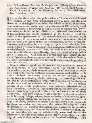 Origin and Affinities of the Languages of Asia and Europe : The Researches of Lt. Col. Vans. LINGUISTIC KINSHIPS ACROSS ASIA.