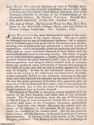 Lives of Wycliffe : A Review of Two Biographies. An article printed in 1832, written by an. TWO 19TH CENTURY ATTEMPTS TO.
