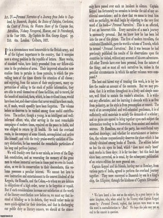 Across the Subcontinent: Keppel's Homeward Journey from India. An article printed in 1828, KEPPEL'S LONG ROAD HOME: A.