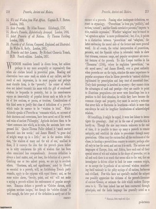 Wisdom in Many Tongues: A Study of Ancient and Modern Proverbs. An article printed in 1868, ANCIENT, MODERN PROVERBS IN.