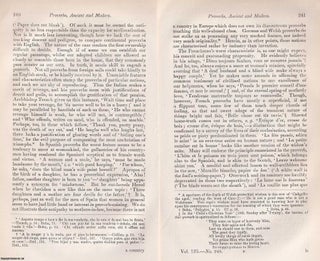 Wisdom in Many Tongues: A Study of Ancient and Modern Proverbs. An article printed in 1868, written by James Davies. 36 Pages.