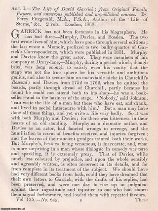 Garrick on the Stage: A Portrait of an Eighteenth Century Actor. An article printed in 1868, GARRICK IN HIS PRIME: THE.