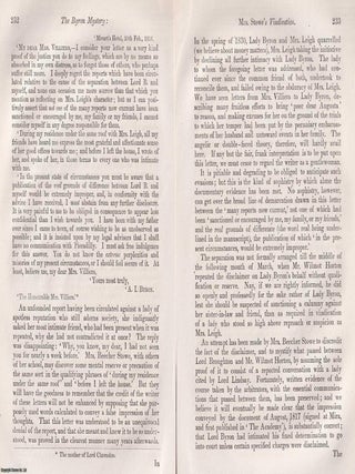 The Byron Controversy Reopened: Lady Byron, Mrs Stowe, and Public Judgment. An article printed in 1870, written by Abraham Hayward. 32 pages.