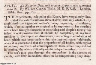 Dew and Its Mysteries: Wells's Observations on Atmospheric Phenomena. An article printed in 1814, written by Thomas Young. 10 Pages.