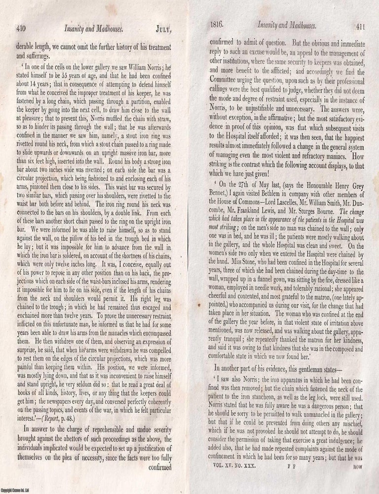 Item #375325 Madness and Its Management: Reforming England's Madhouses. An article printed in...